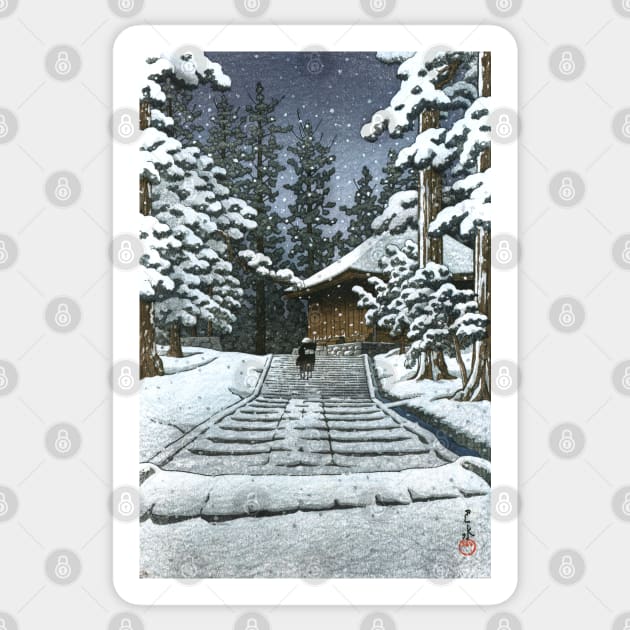 Konjikido in Snow at Hiraizumi by Kawase Hasui Sticker by Takeda_Art